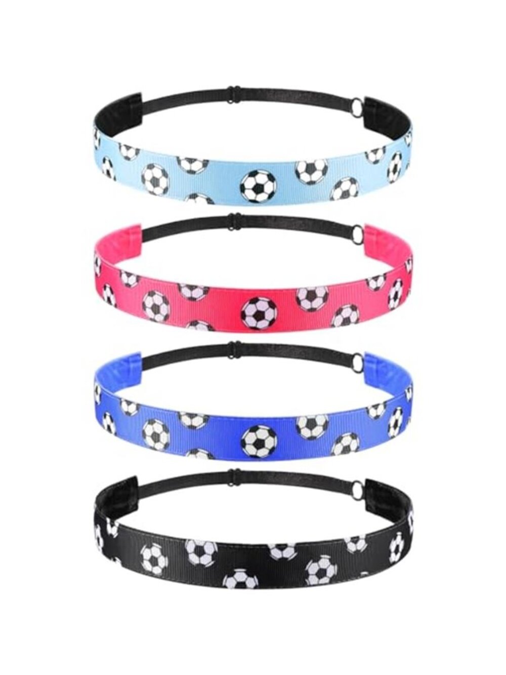 Headbands 4 Pack Adjustable Non Slip Sports Hair Bands Running Football Womens